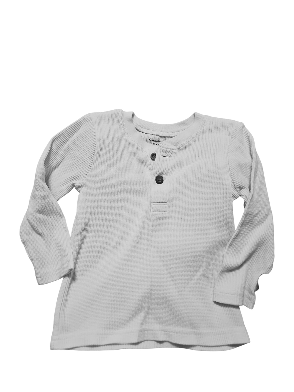 White Long-Sleeve Waffle Knit Henley Top for Kids Size 3t
